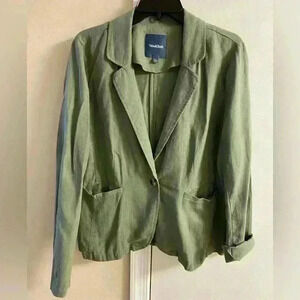 ModCloth‎ Anthropologie blazer olive green linen blend button front Large